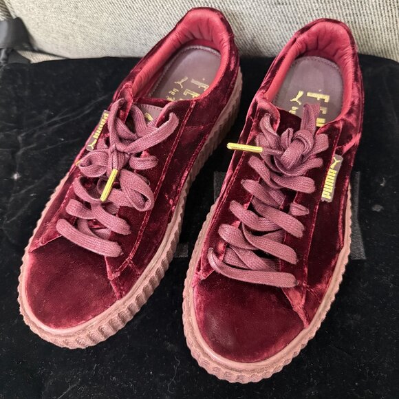 Fenty Puma x Rihanna Creeper Maroon Velvet US 8 - Picture 2 of 4